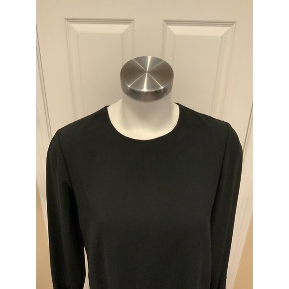 Theory Black Long Flare Sleeves Mini Shift Dress, Size 6 - Picture 2 of 8